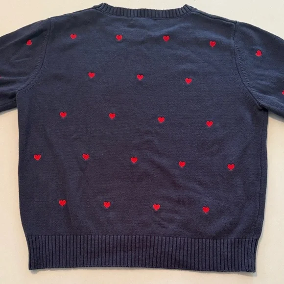 EUC - Kiel James Patrick Navy Sweater with Red Heart Accents - Picture 6 of 6